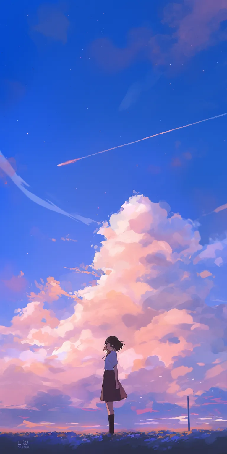 high resolution anime wallpaper sky, lockscreen, ghibli, flcl, sunset