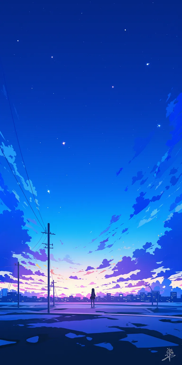 minimalist anime wallpaper sky, lockscreen, flcl, amoled, lofi