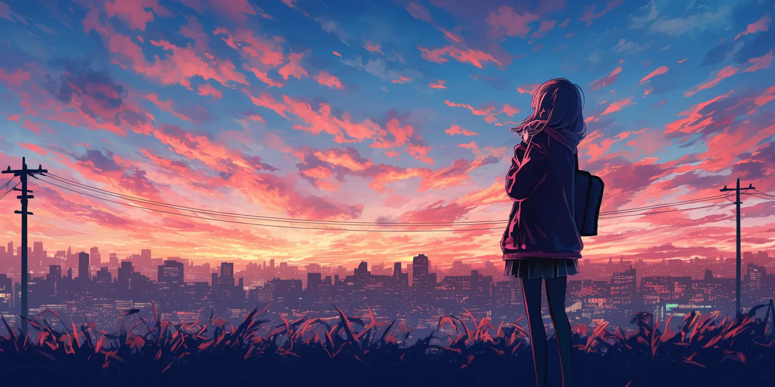 cool backgrounds anime flcl, sunset, tomori, 3440x1440, 1920x1080