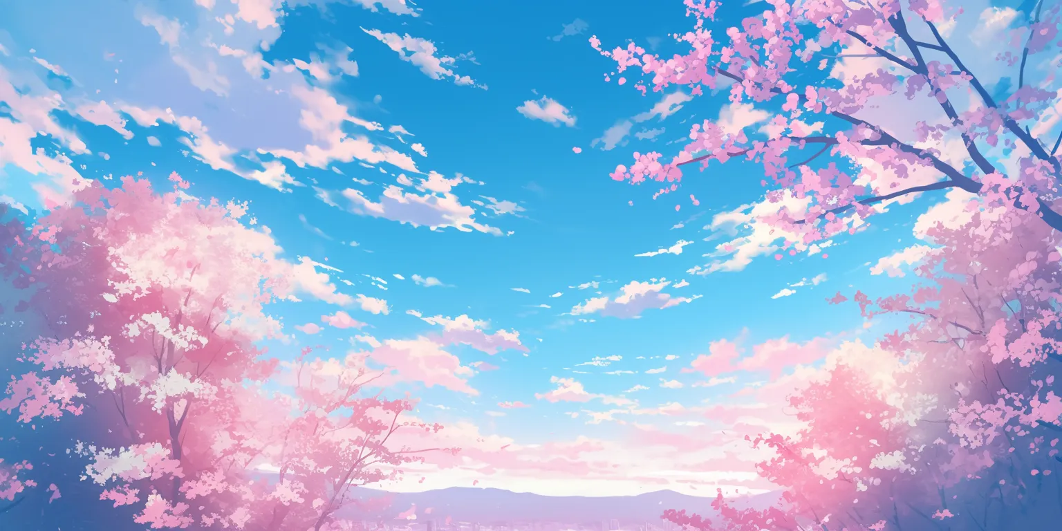 cherry blossom anime wallpaper sky, sakura, 2560x1440, background, yuru
