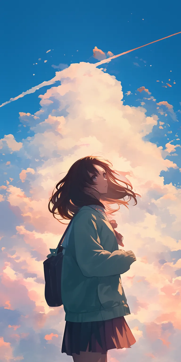 anime wallpaper aesthetic sky, ghibli, lofi, flcl, lockscreen