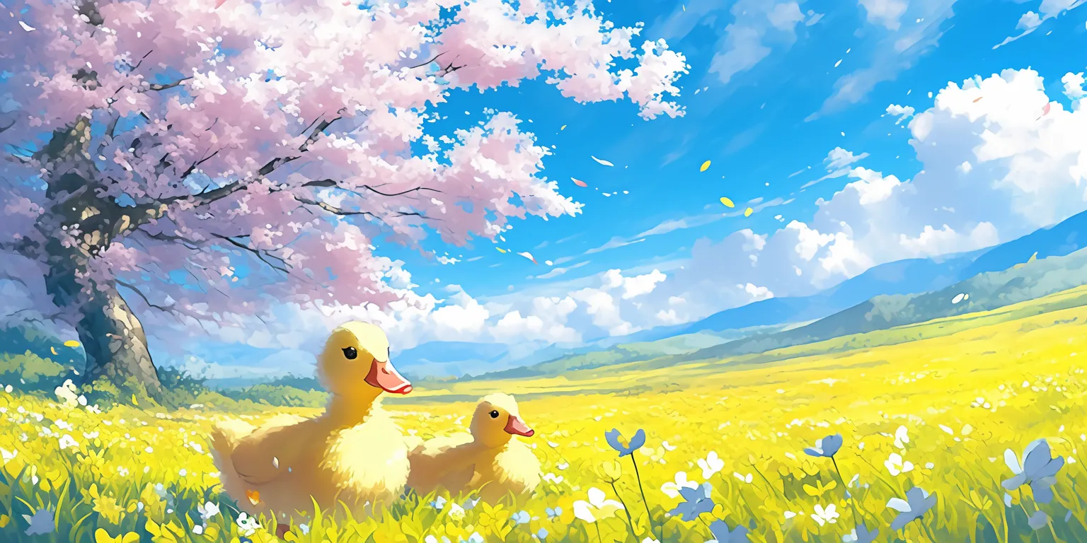 cute duck wallpaper ghibli, natsume, 2560x1440, blossom