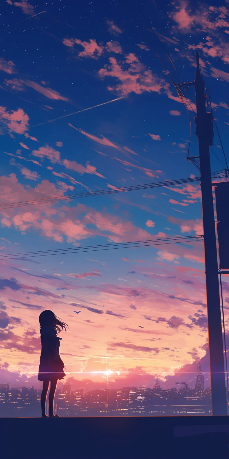 chill anime wallpaper flcl, sunset, lofi, sky, lockscreen