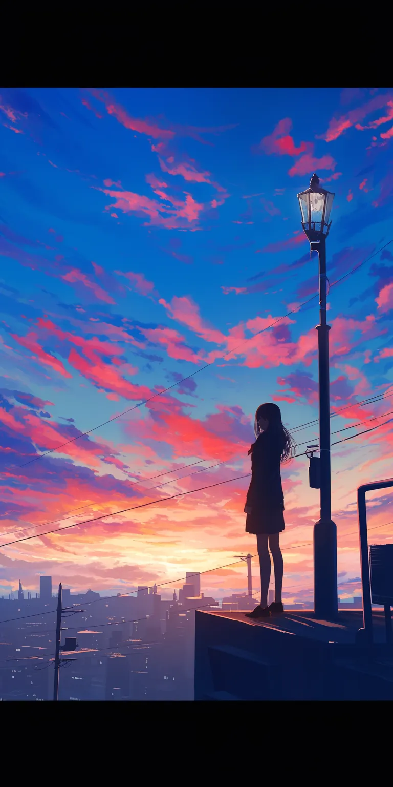 anime laptop wallpaper sky, sunset, nishimiya, anime, alone