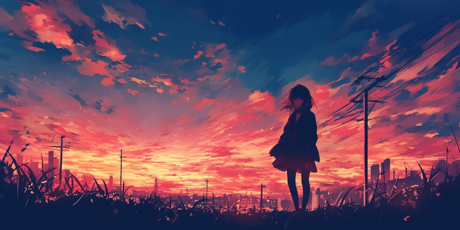 black anime wallpaper sunset, ciel, sky, anime, 1366x768