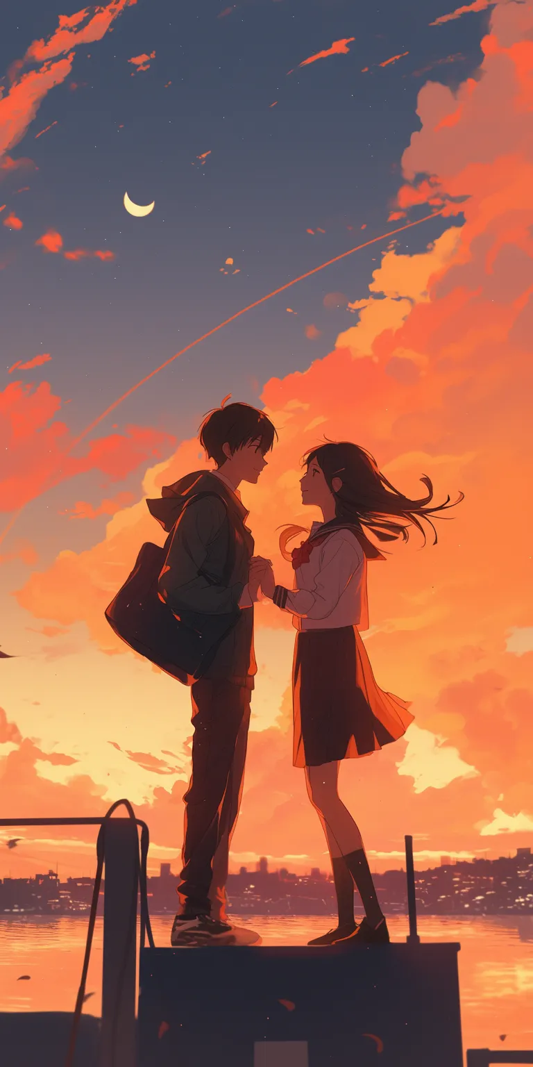 anime couple wallpaper flcl, noragami, hyouka, sunset, ghibli