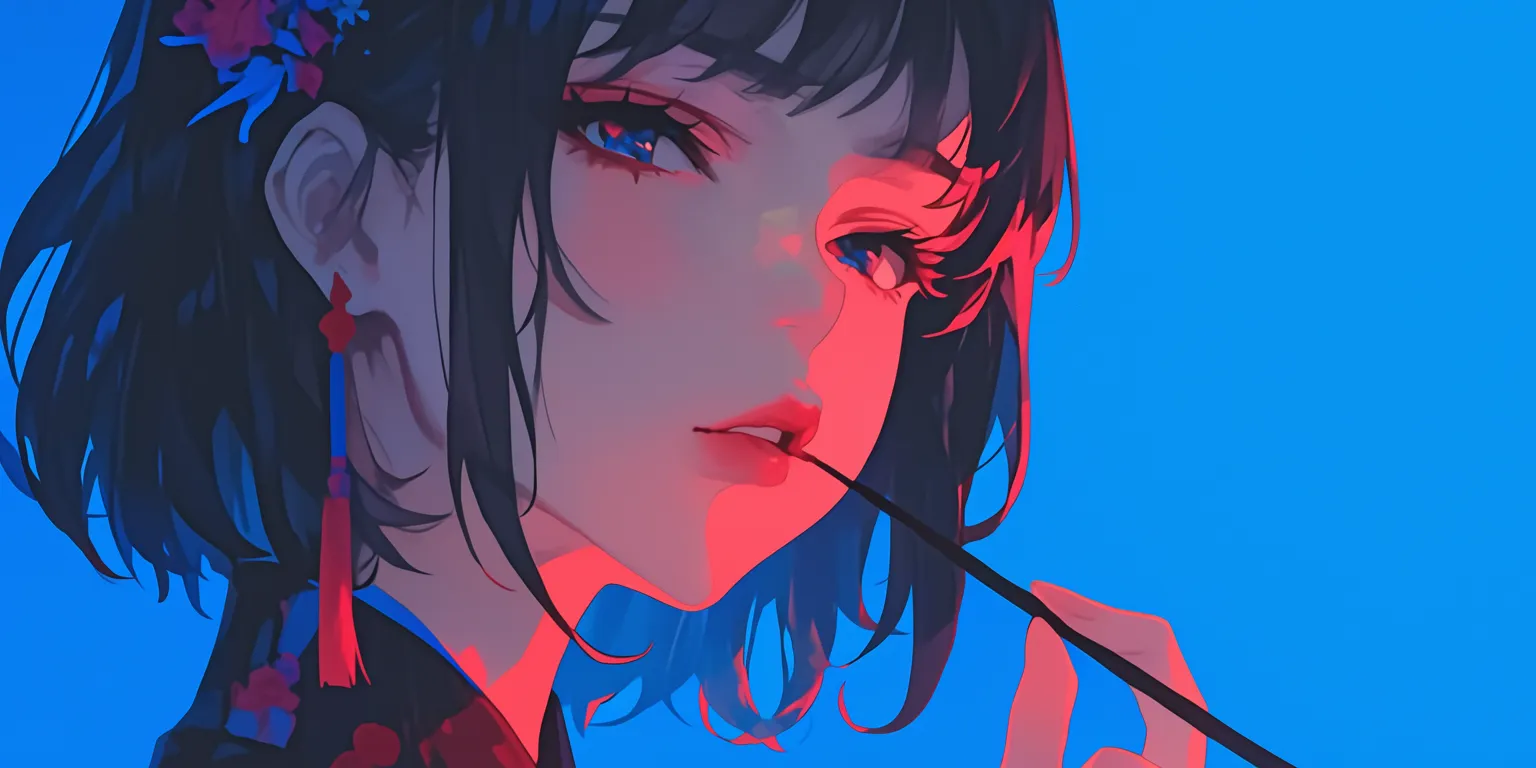 anime art wallpaper kakegurui, haru, strawberry, blue, makoto