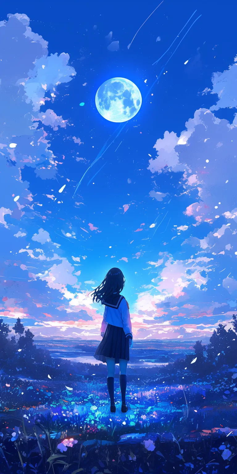 cute anime background sky, ciel, ghibli, evergarden, moon