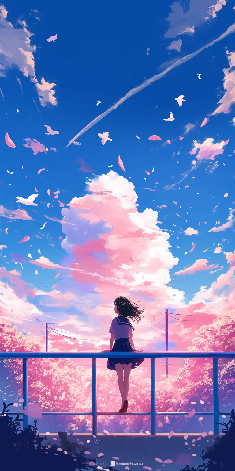 anime wallpaper for phone sky, sakura, 2560x1440, 1920x1080, haru