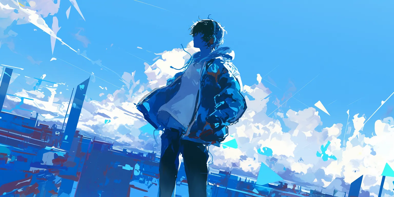 laptop anime wallpaper ciel, sky, blue, haru, flcl