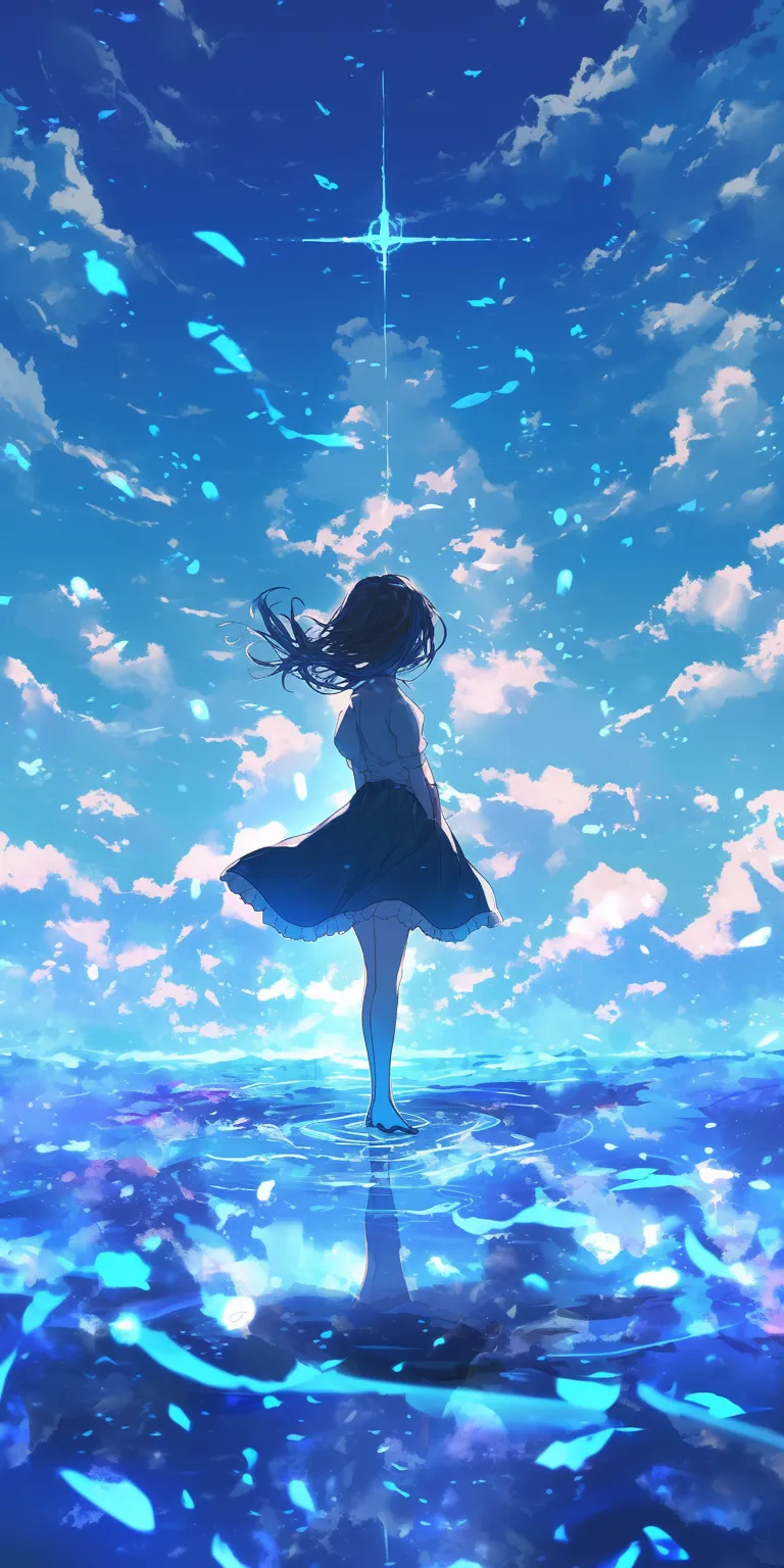 blue anime wallpaper sky, ocean, hyouka, ciel, bocchi