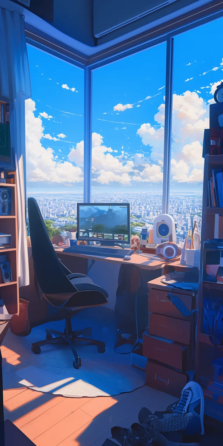 anime room background ultrawide, room, classroom, office, windows