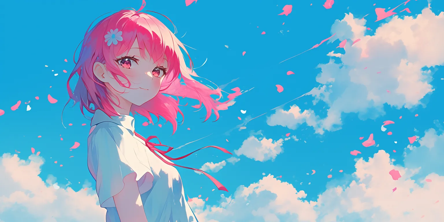 pink anime wallpaper flcl, ponyo, sakura, 1920x1080, sky