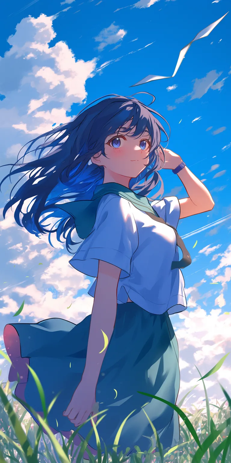 cute anime background hinata, sky, ocean, aqua, tsubasa