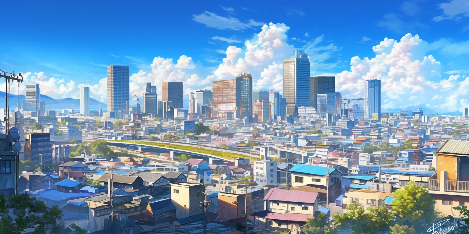 anime city background tokyo, shokugeki, nakano, japan, 3440x1440