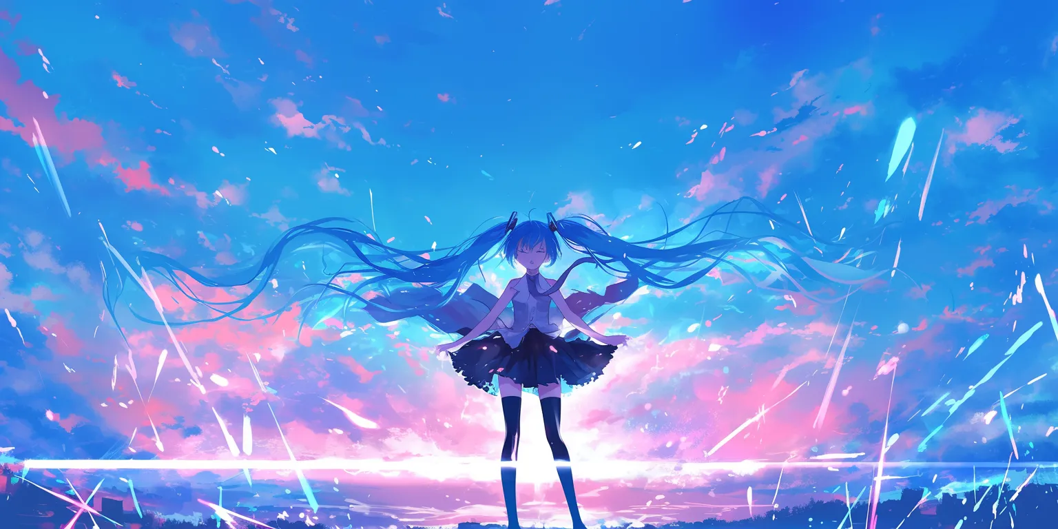 aesthetic anime wallpaper iphone hatsune, aqua, miku, sky, ocean