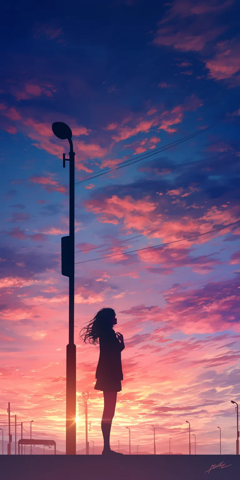 best anime wallpapers sunset, sky, alone, lonely, lockscreen