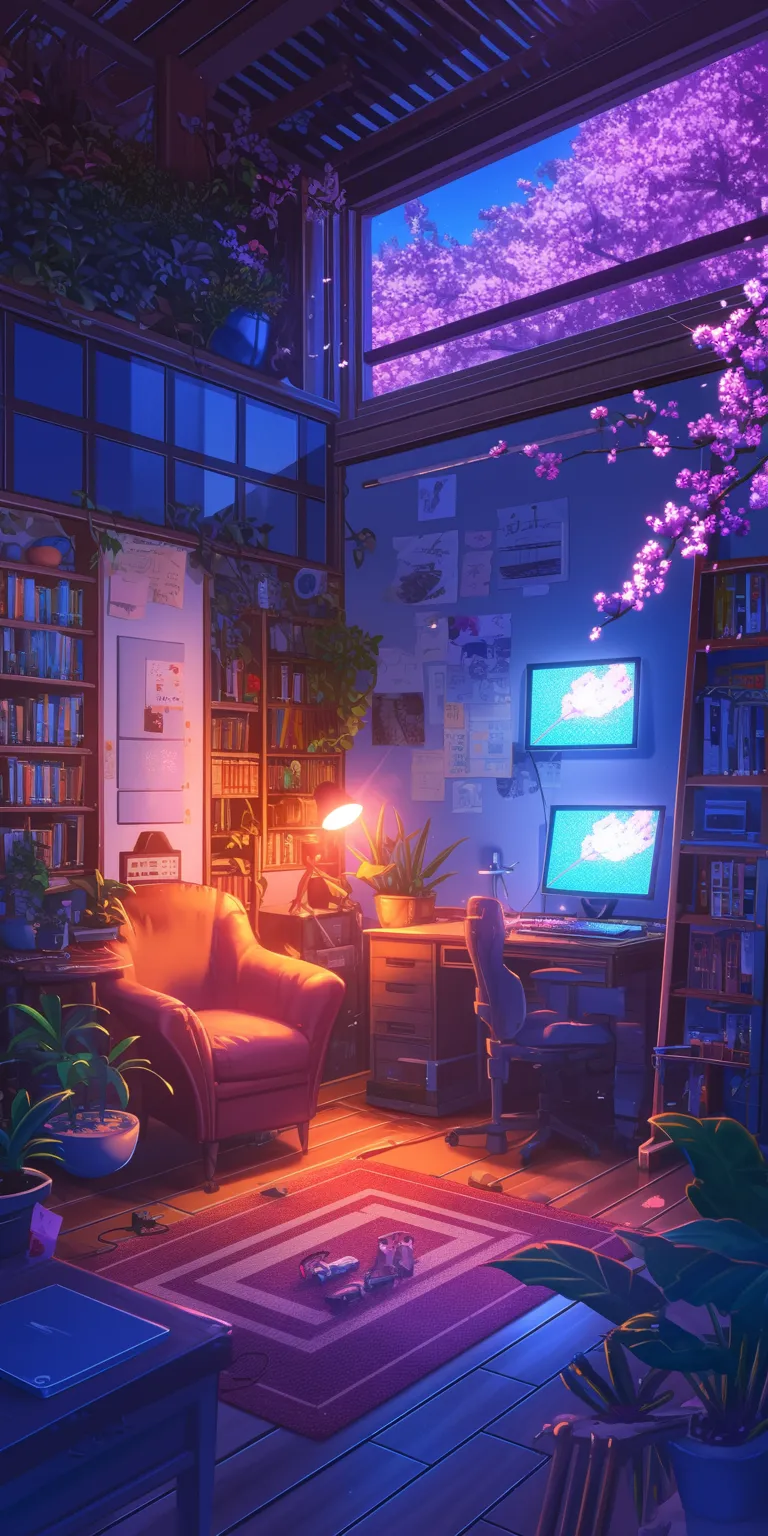 anime room background aesthetic, lofi, room, computer, classroom