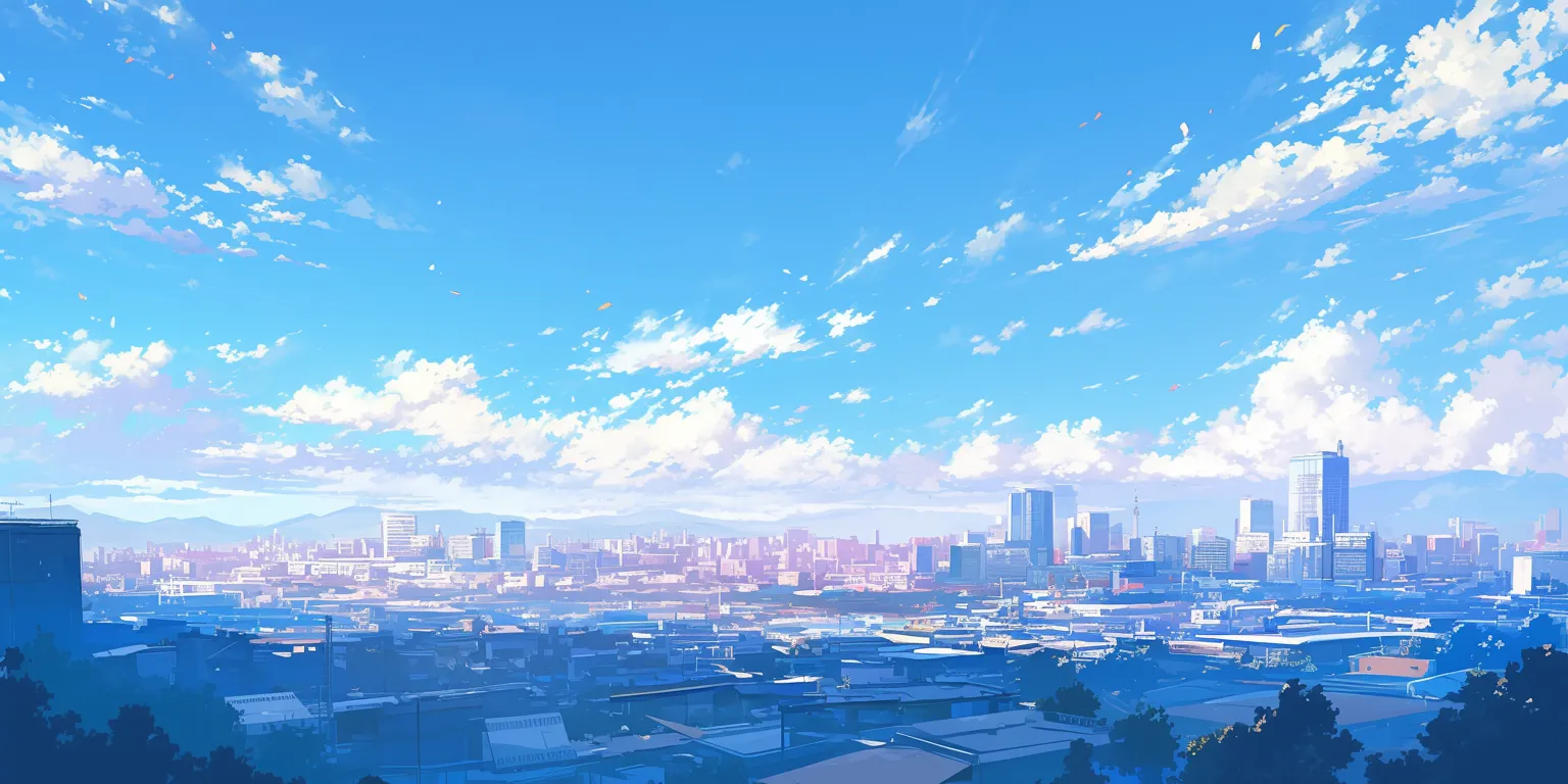 simple anime wallpaper 3440x1440, sky, 2560x1440, city, ciel