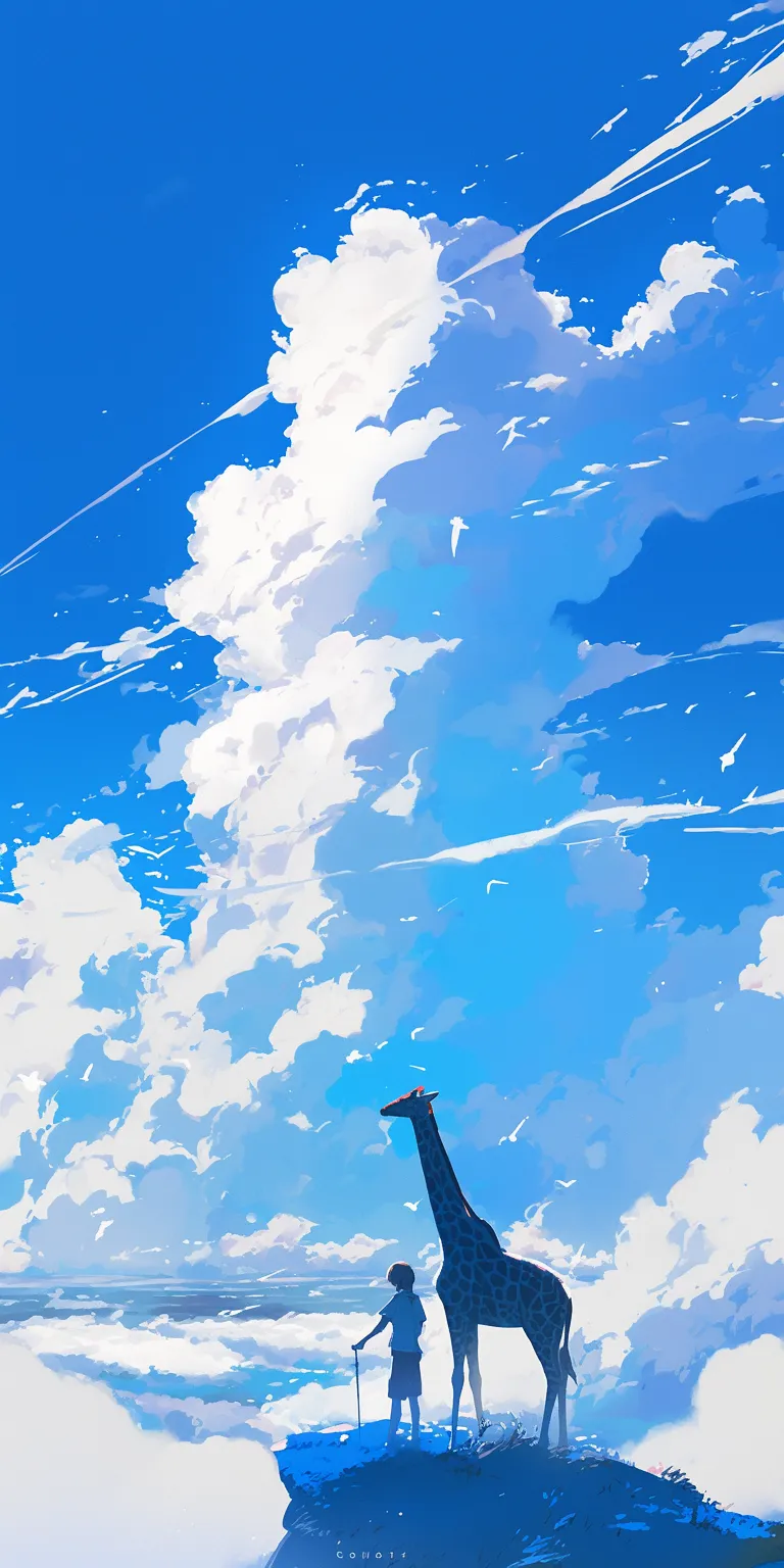 giraffe wallpaper flcl, sky, ciel, champloo, yuujinchou