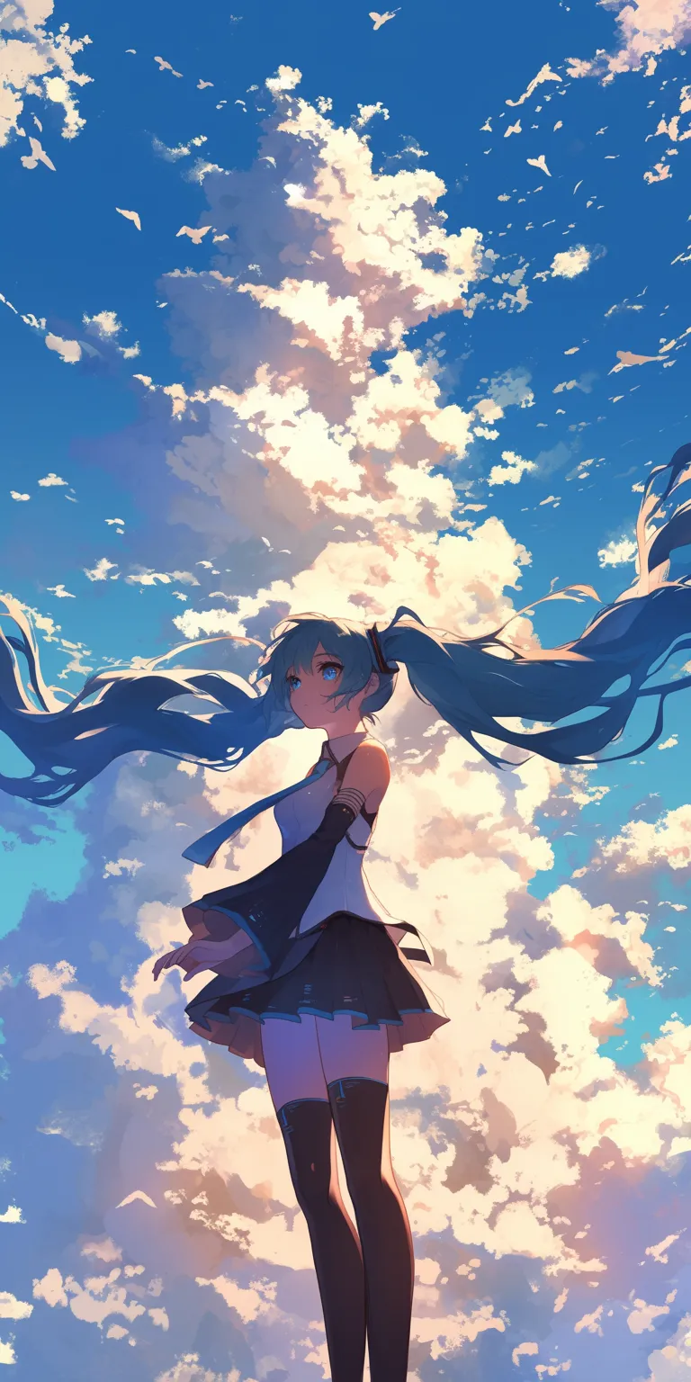 wallpaper miku miku, sky, aqua, hatsune, 2560x1440