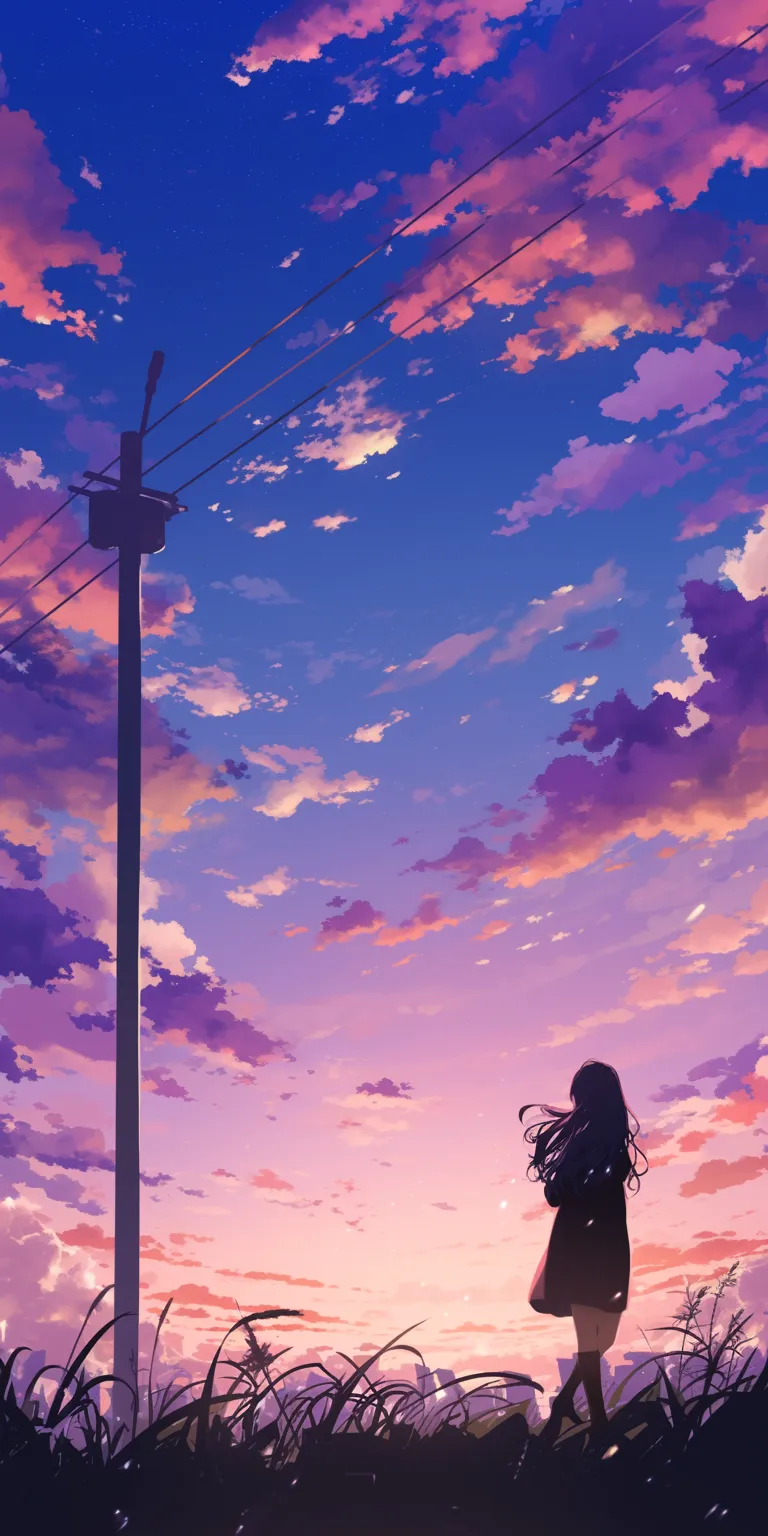 purple anime background noragami, sky, lockscreen, lofi, sunset