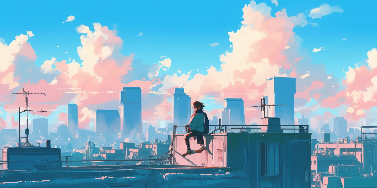 wallpaper anime aesthetic flcl, lofi, 3440x1440, sky, 1920x1080