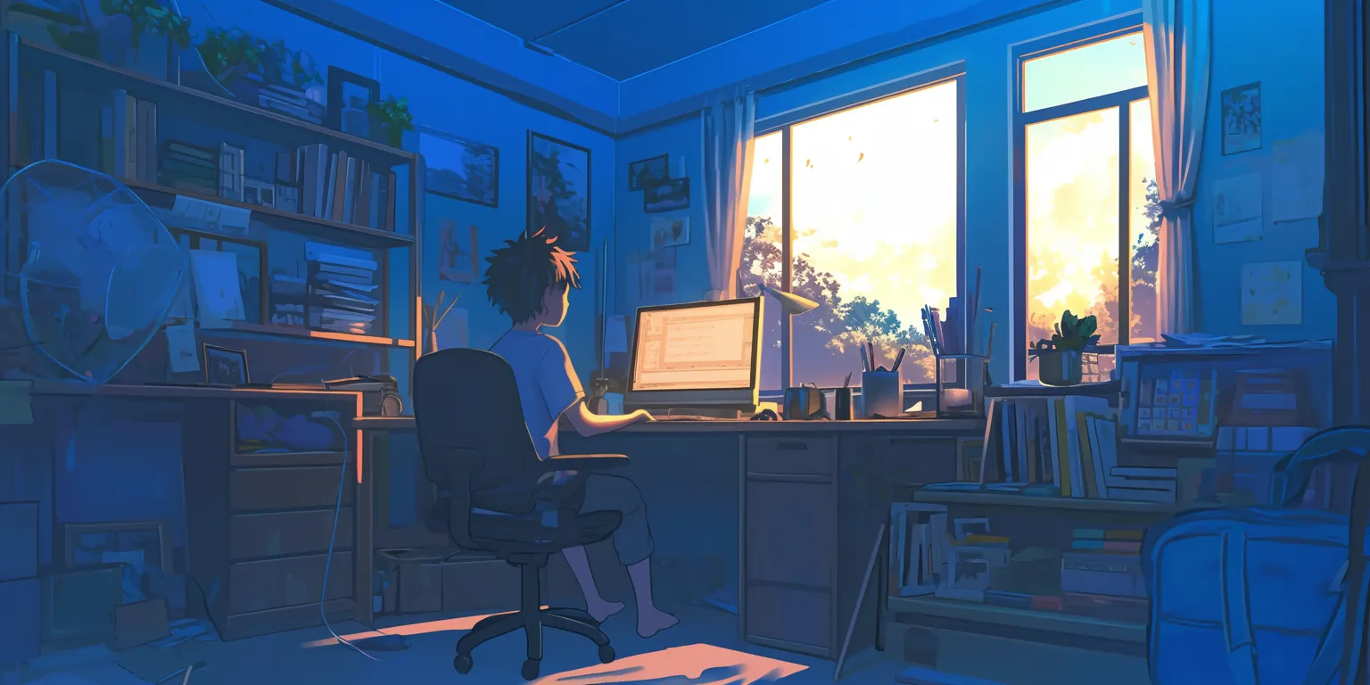 anime wall papers lofi, computer, room, animation, desktop