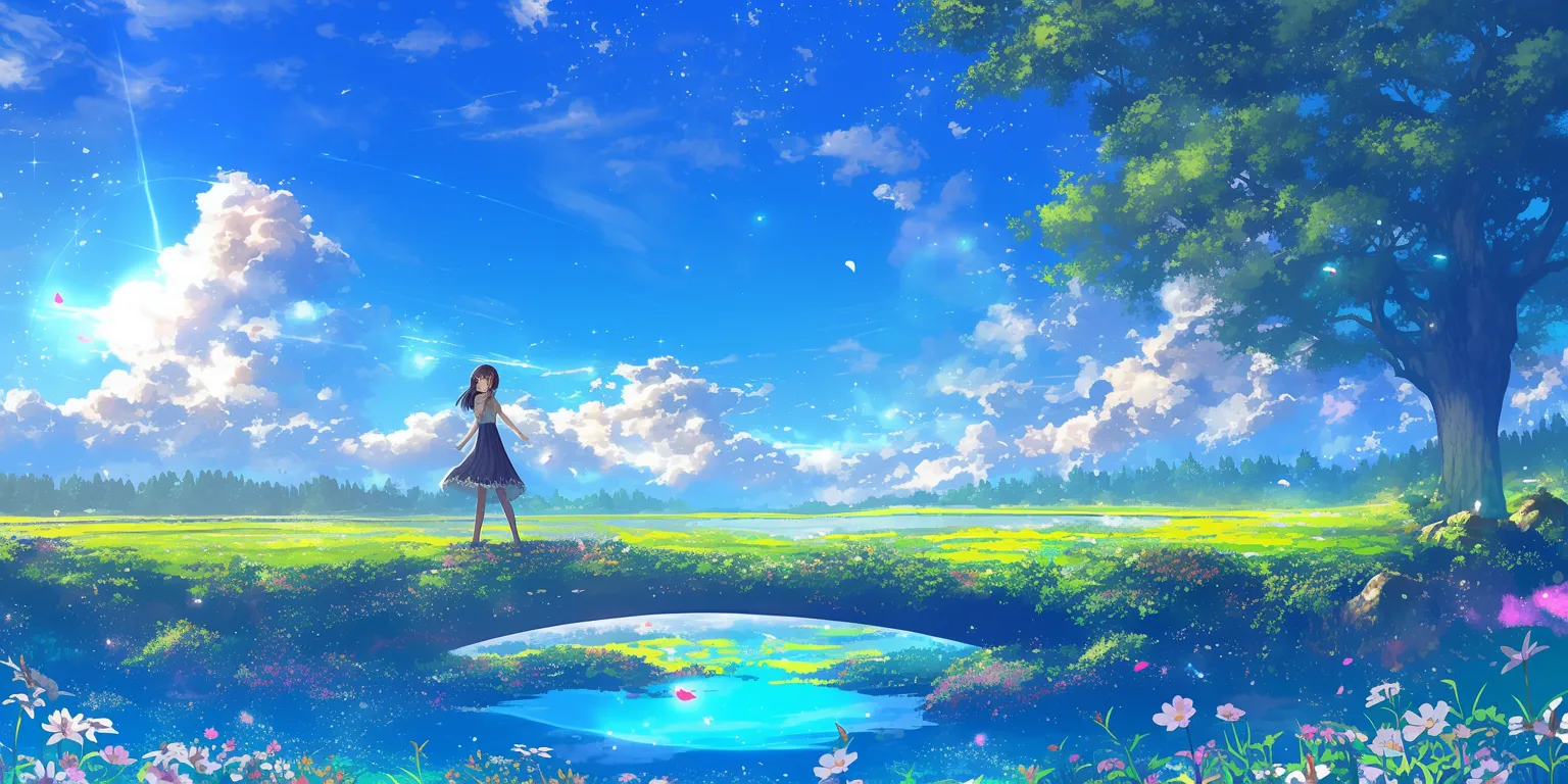 dual monitor anime wallpaper wonderland, hyouka, mirai, natsume, scenery