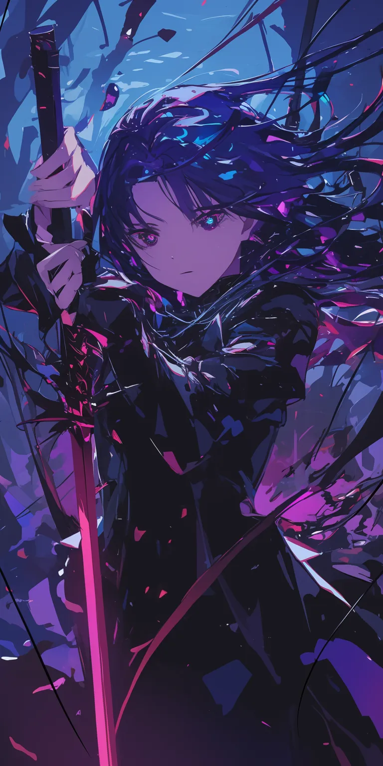 wallpaper anime dark kirito, tohka, violet, sao, yato