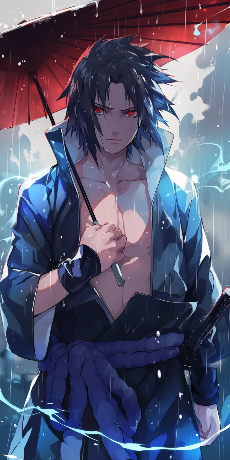 sasuke cool wallpaper minato, sasuke, rain, uchiha, ichigo