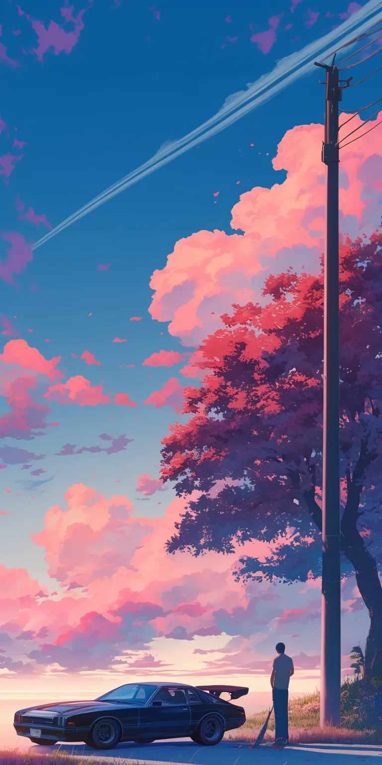 anime car wallpaper 3440x1440, sky, 2560x1440, background, lofi