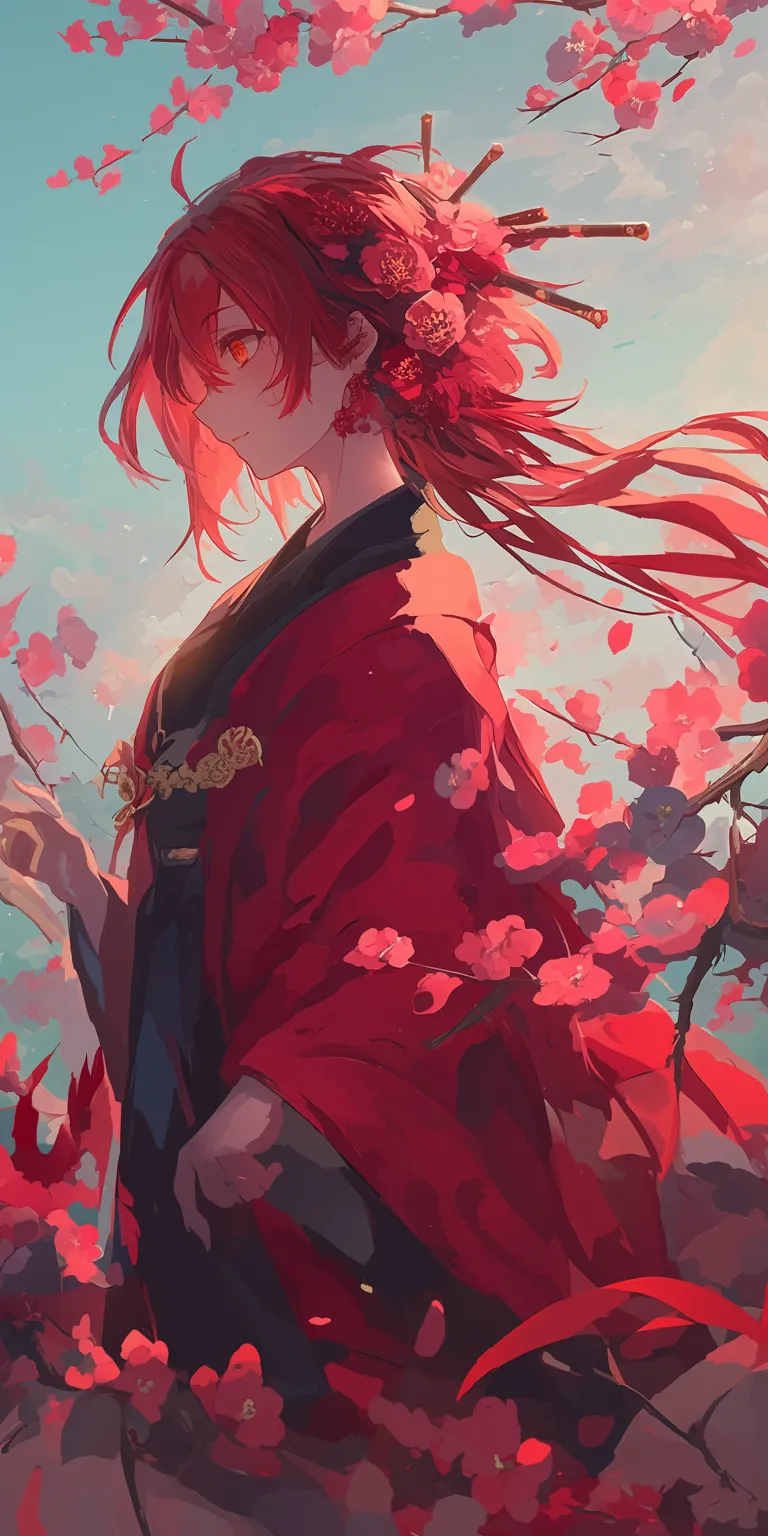 aesthetic wallpaper anime kurama, sakura, natsume, evergarden, kenshin