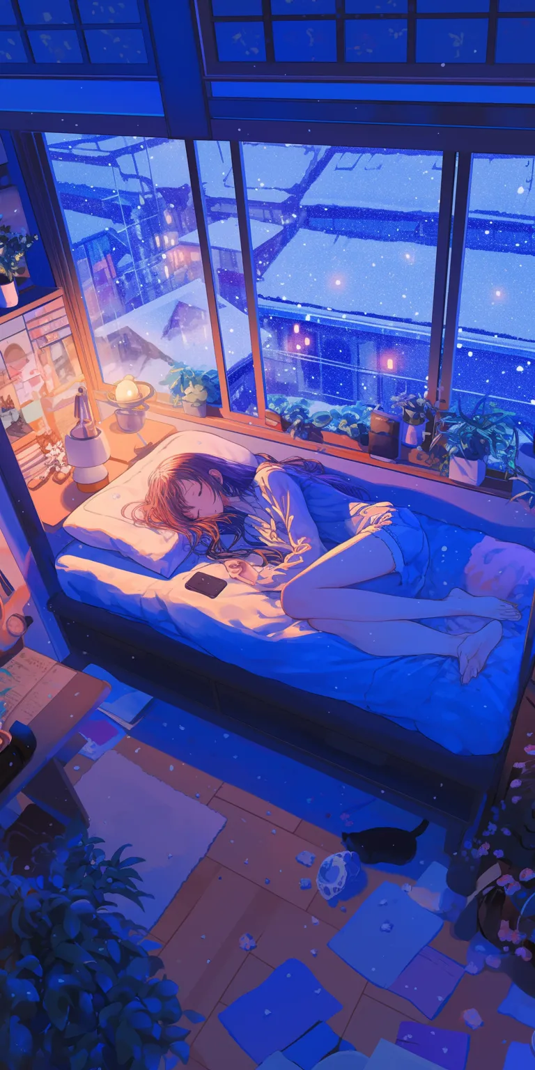 anime bed background lofi, bedroom, room, ghibli