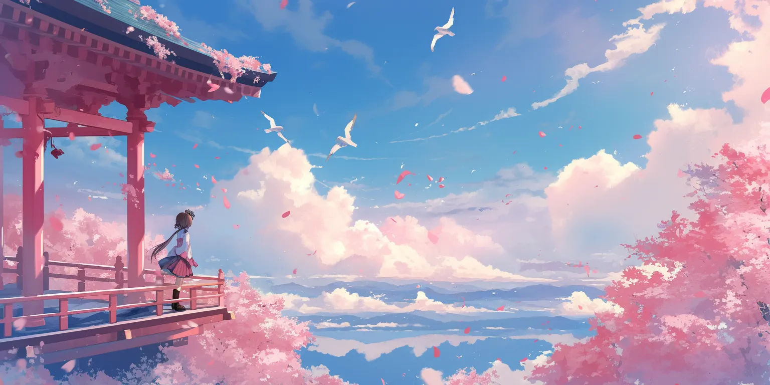 anime wallpaper pink sky, 2560x1440, wonderland, 3440x1440, ghibli