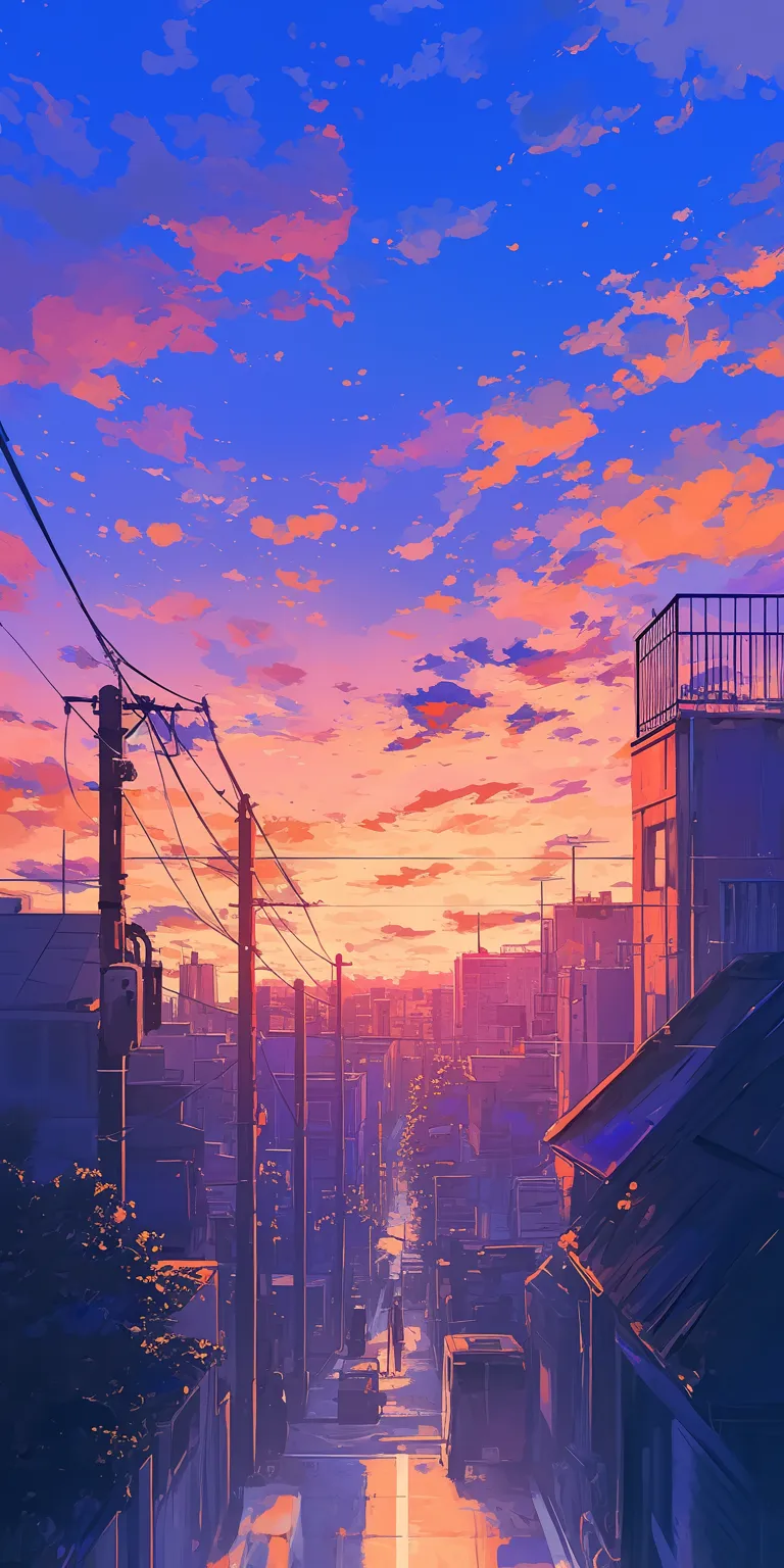 purple anime background lofi, sunset, flcl, 3440x1440, tokyo