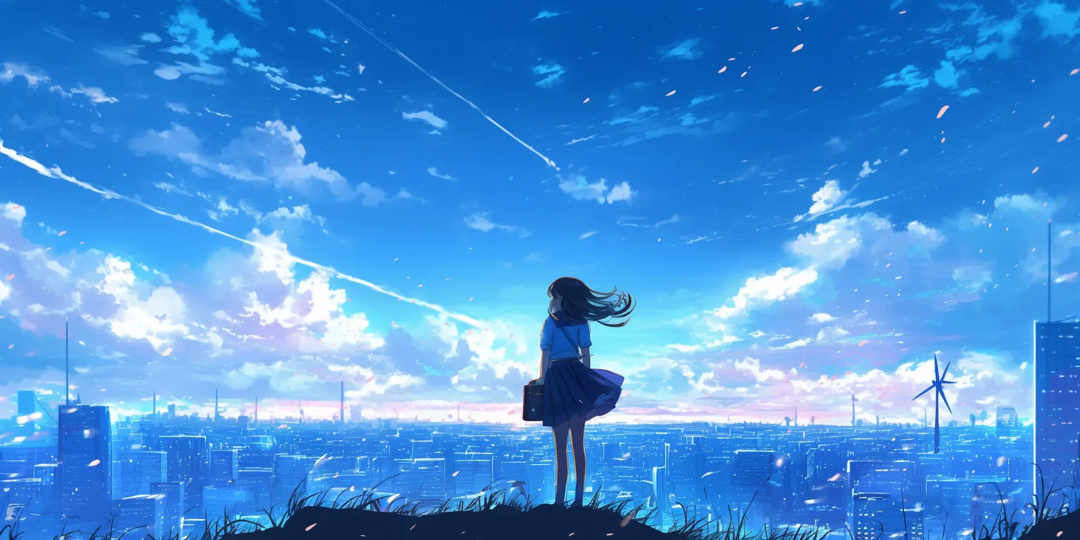 anime wallpaper  sky, ciel, mirai, flcl, alone