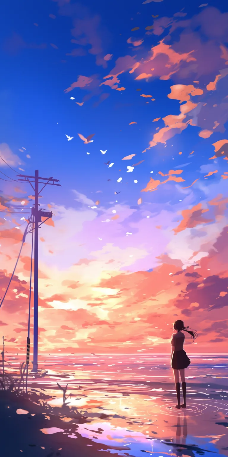 beautiful anime wallpaper sky, flcl, sunset, ciel, haru