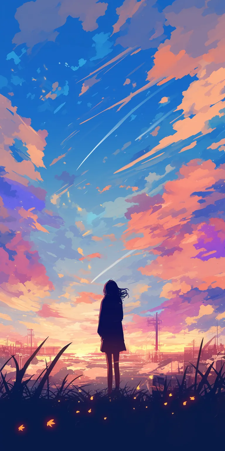anime wallpaper 4k sky, flcl, sunset, lockscreen, 2560x1440