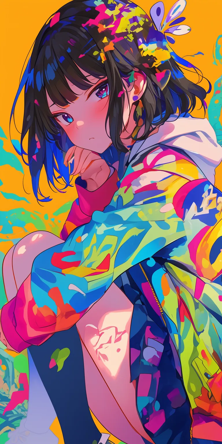 japanese anime wallpaper neon, colorful, illumi, flcl, lockscreen