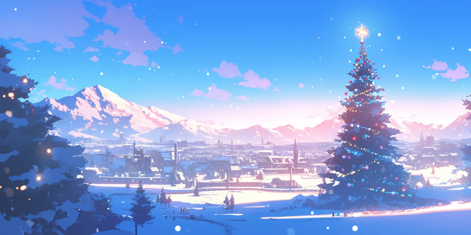 anime christmas wallpaper winter, backgrounds, evergarden, 2560x1440, 3440x1440