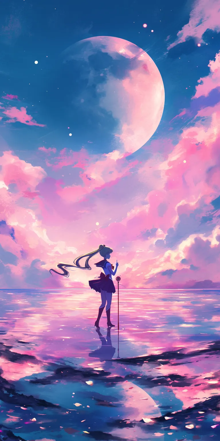 sailor moon wallpaper ocean, sailor, sky, moon, hatsune