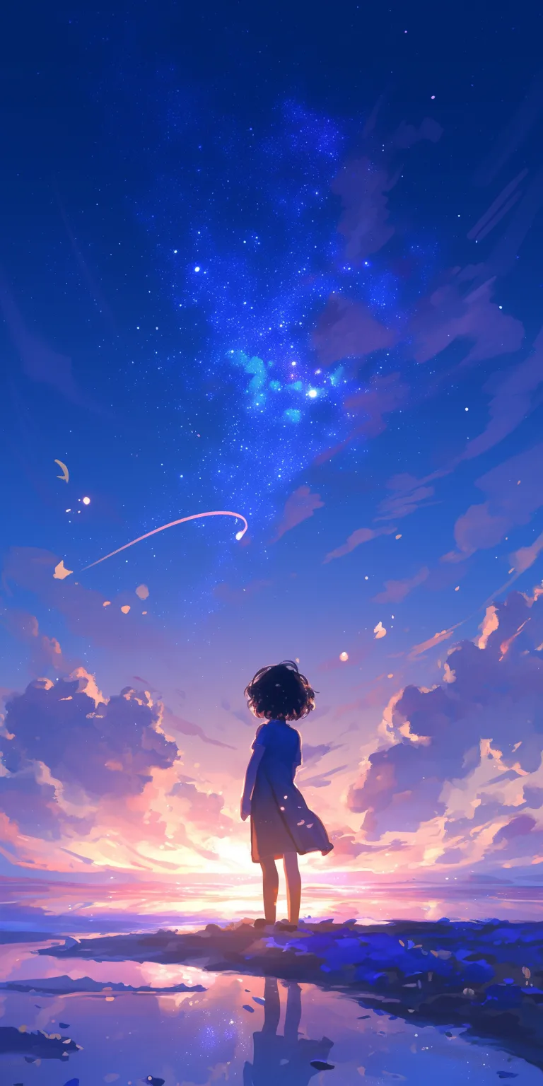 sad anime wallpaper sky, killua, ghibli, galaxy, space