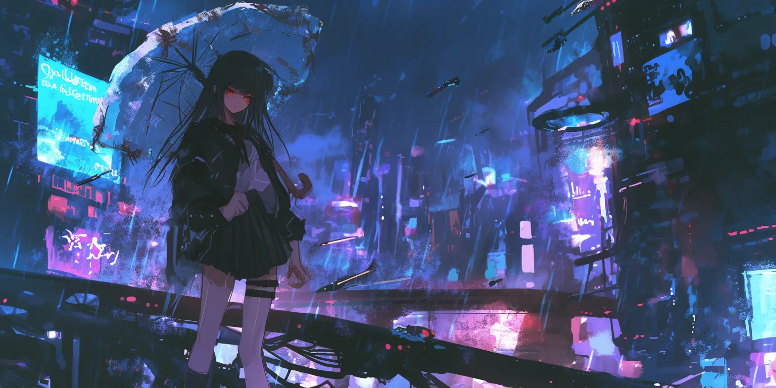 cyberpunk anime wallpaper hatsune, rain, 1366x768, 3440x1440, 2560x1440