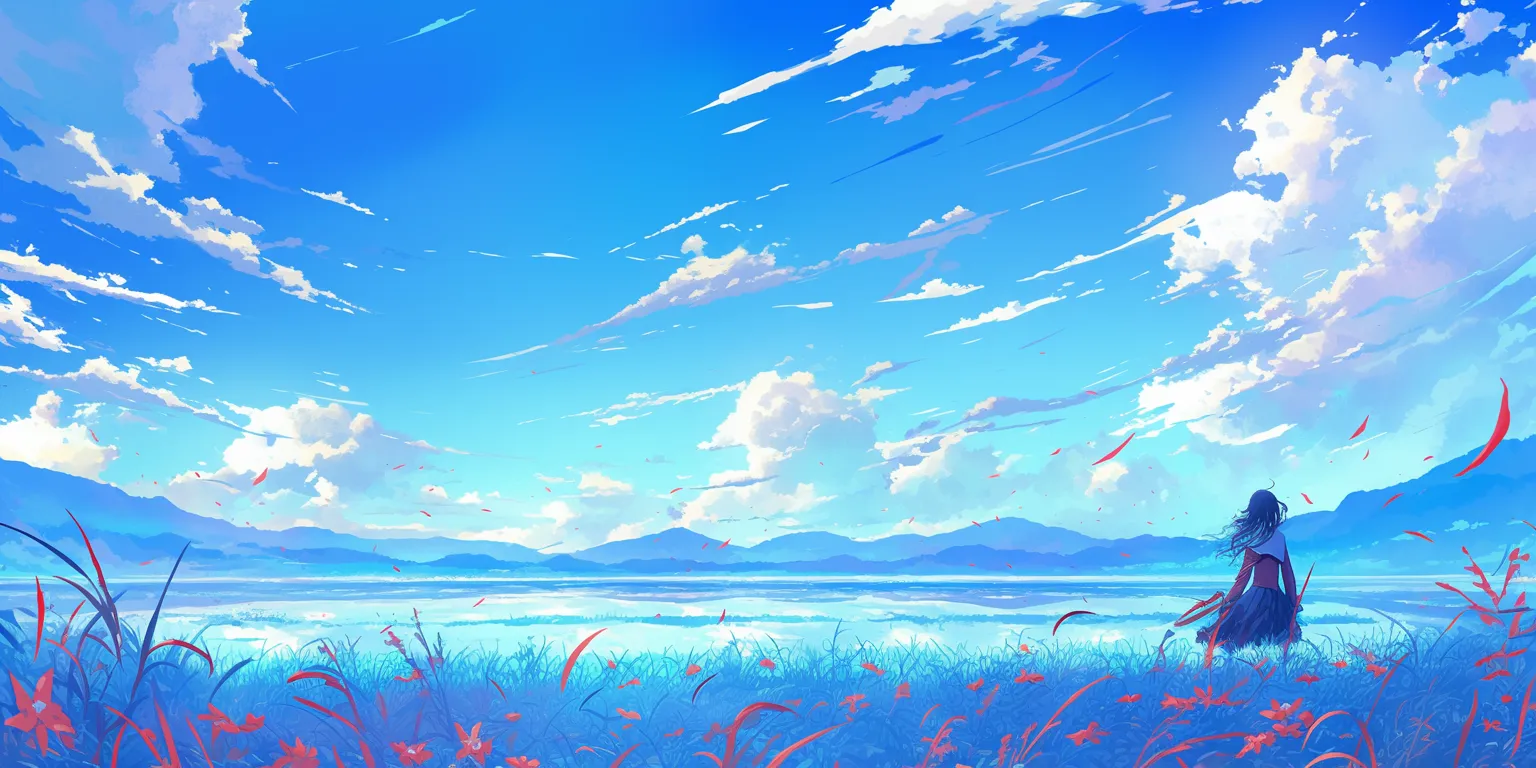 anime background wallpaper ocean, 2560x1440, sky, scenery, 3440x1440