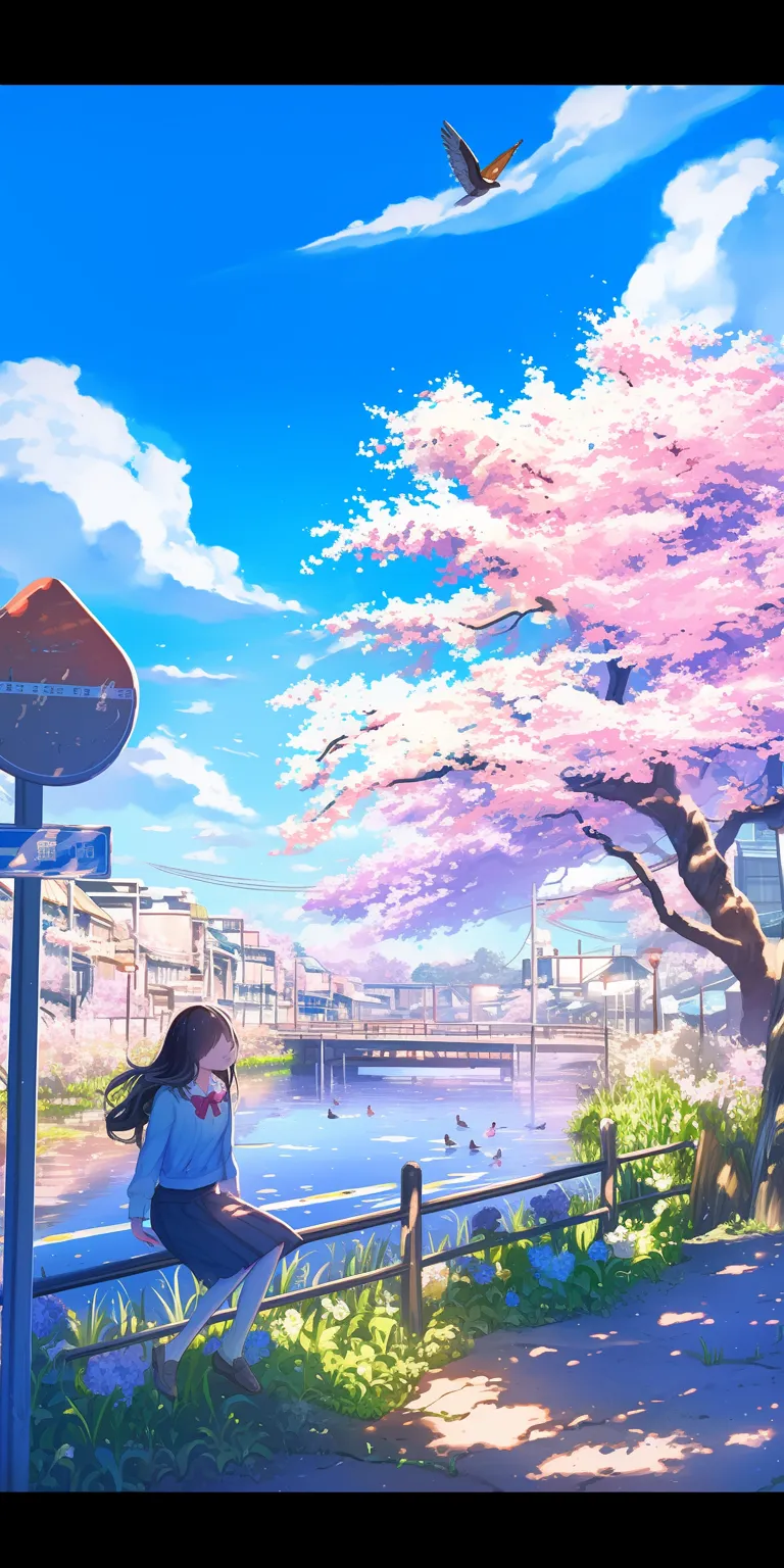 cute anime background bocchi, sakura, 3440x1440, ghibli, nishimiya