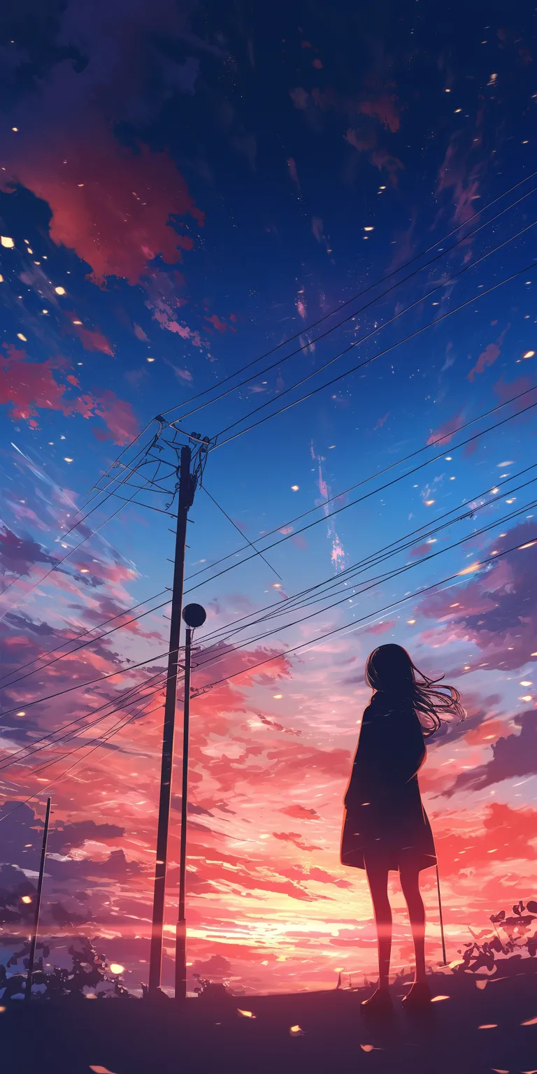 laptop anime wallpaper sky, lockscreen, lofi, sunset, flare