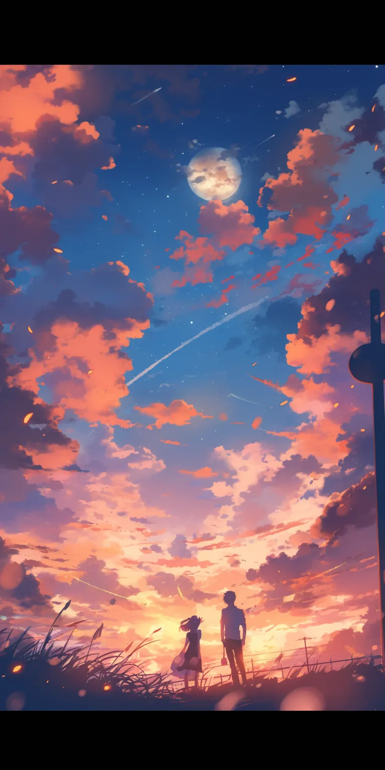 pc anime wallpaper sky, sunset, lofi, 3440x1440, scenery
