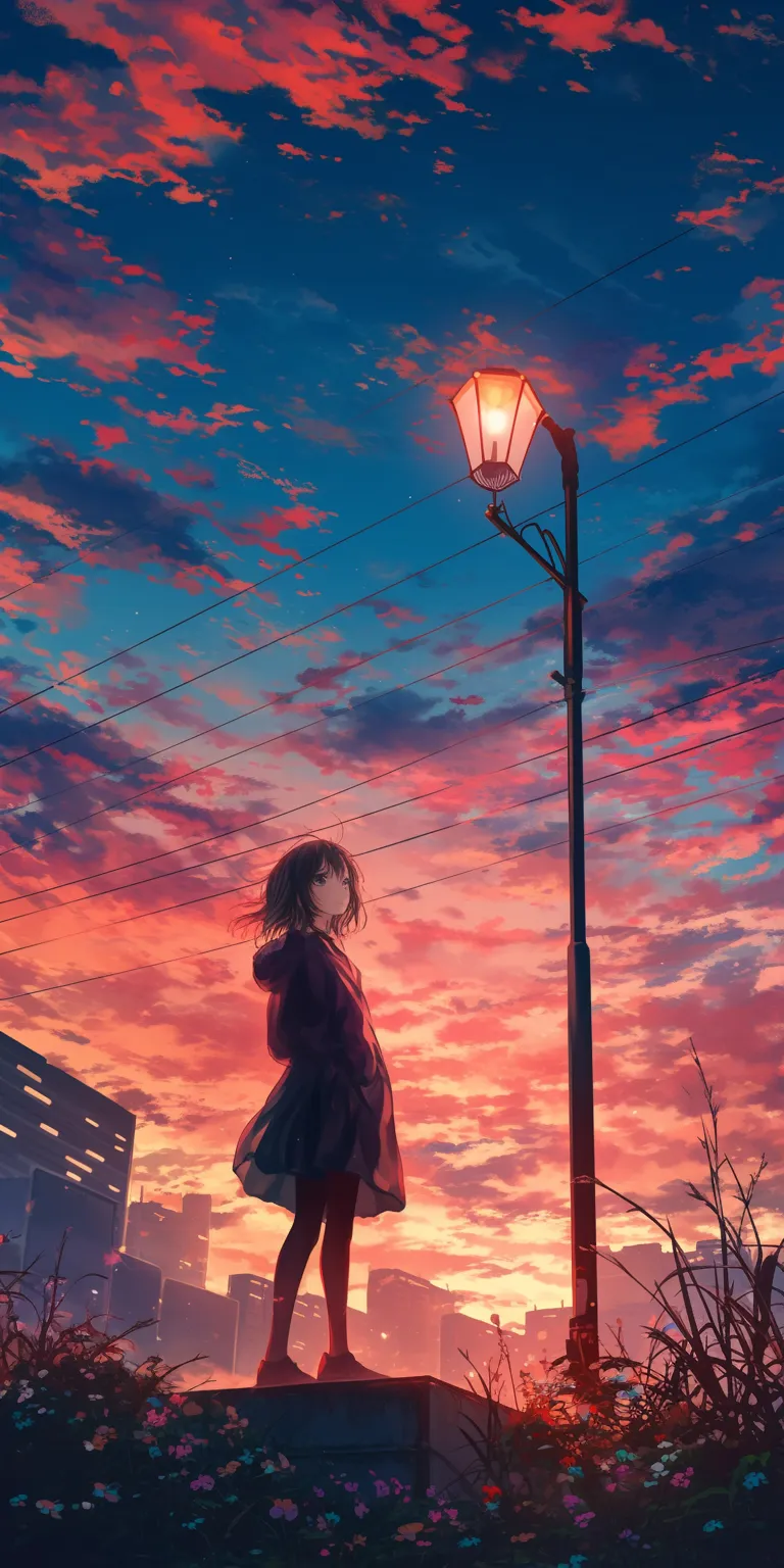 2560x1440 wallpaper anime nishimiya, sky, flcl, sunset, juuzou