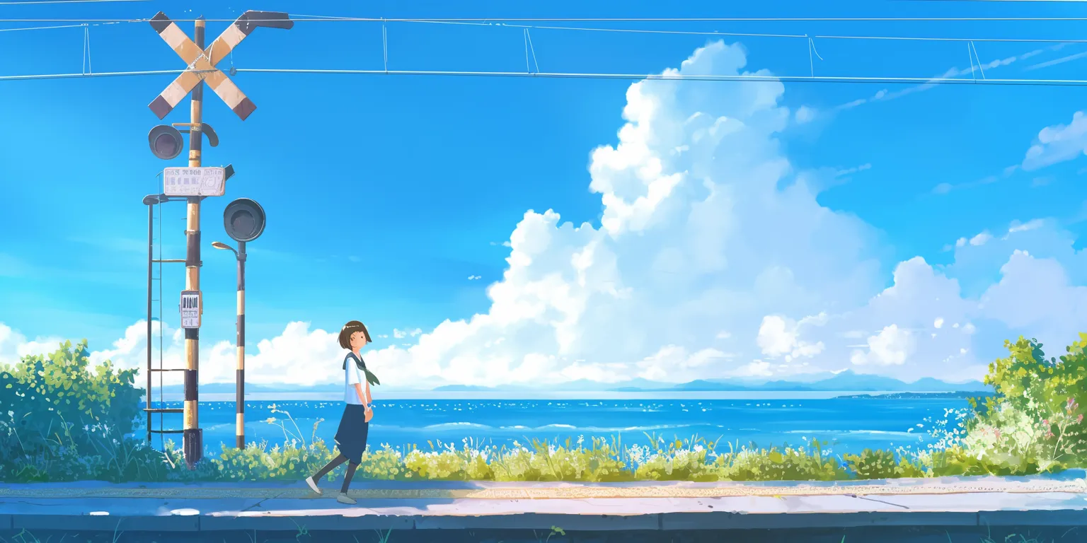 dual monitor anime wallpaper ultrawide, 3440x1440, sky, backgrounds, scenery